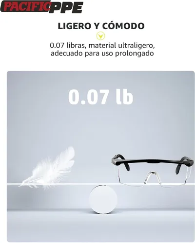 Miniatura 6 de PACIFIC PPE Paquete de 2 lentes de seguridad para hombres y mujeres, ANSI Z87 antivaho con lentes envolventes transparentes resistentes a