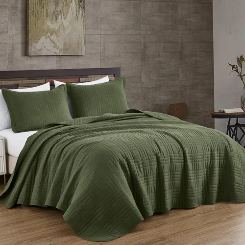 Miniatura 20 de Chezmoi Collection Kingston Juego de Colcha Tamaño King, 3 Piezas Gris Colcha Acolchada de Microfibra Ligera de Gran Tamaño Cubrecama (118"x106")