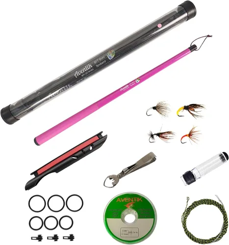 Miniatura 10 de Aventik FreshStart Tenkara Rod de 7 pies/8 pies, Kit Completo de Caña Tenkara para Principiantes, Fibra de Carbono 24T, Fácil de Lanzar, Flexible