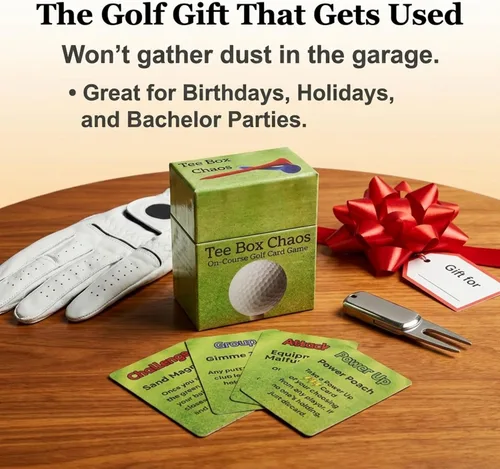 Miniatura 2 de Tee Box Chaos Juego de cartas de golf, 18 hoyos de diversión, tarjetas de golf impermeables para golfistas, regalos de golf para hombres, accesorios