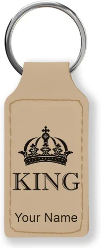 Miniatura 21 de Llavero rectangular, corona de rey, grabado personalizado incluido, Bambú