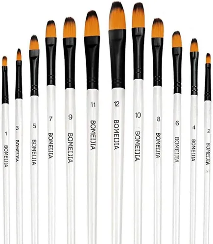 Miniatura 9 de Juego de pinceles de pintura para artista, 12 pinceles angulares profesionales para pintura al óleo de acuarela acrílica, arte de uñas