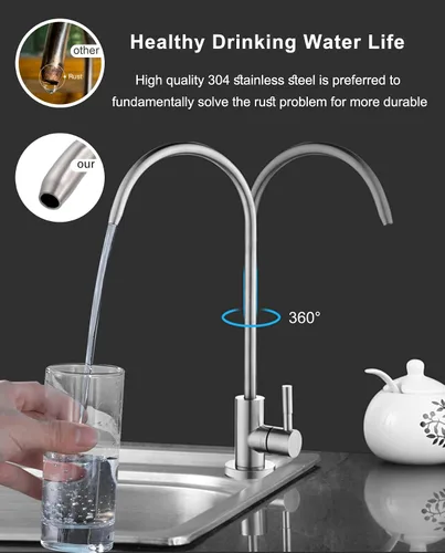 Miniatura 4 de Grifo de agua potable para cocina, grifos de ósmosis inversa 100% sin plomo, grifos de agua filtrada de cocina de acero inoxidable, grifo RO