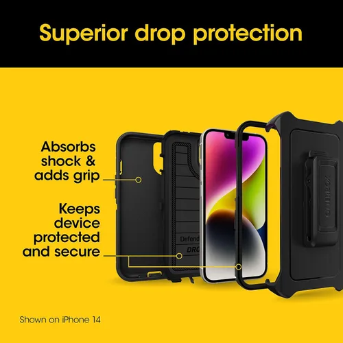 Miniatura 5 de OtterBox Funda para iPhone 15 Plus y iPhone 14 Plus Defender Series Pro, color negro, sin pantalla, resistente y duradera, con protección de puerto