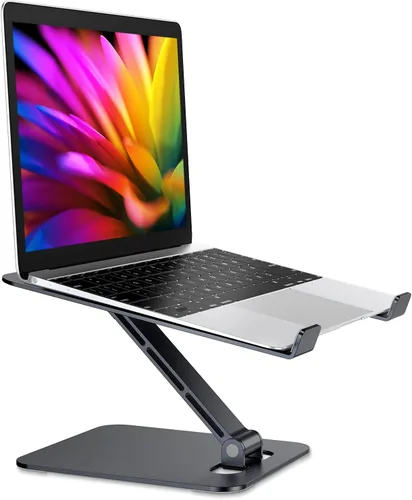 Miniatura 9 de RIWUCT Soporte plegable de aleación de aluminio para computadora portátil, soporte ergonómico ajustable para computadora portátil, soporte elevador