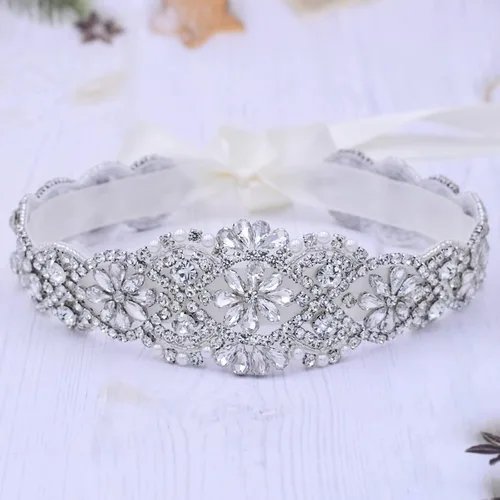 Miniatura 50 de azaleas Cinturón de boda fino de cristal para mujer, cinturón de novia para boda, dama de honor, accesorios de vestido de niña de las flores, 16