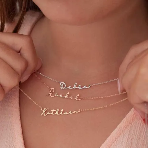 Miniatura 5 de Collar con 2 nombres en capas personalizable, collar estilo gargantilla de doble cadena chapado en oro de 18 quilates con placa de nombre, collar