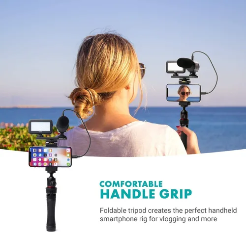 Miniatura 6 de Movo iVlogger - Kit de vlogging compatible con iPhone Android USB tipo C Accesorios para teléfono inteligente: trípode para teléfono, soporte