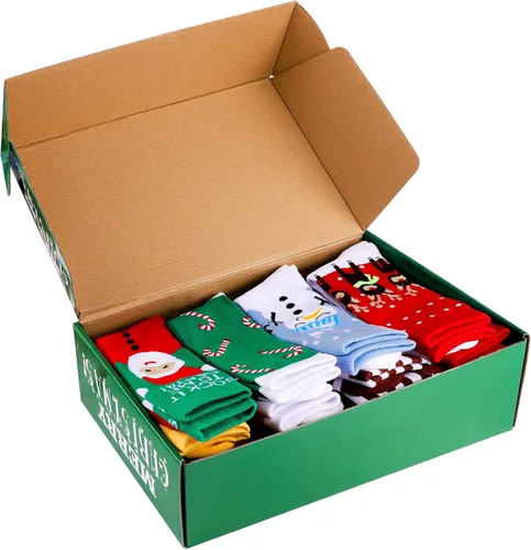 Miniatura 7 de Cooraby Juego de 20 pares de calcetines de algodón suave y cálido para mujer, regalo de Navidad, Rojo y verde