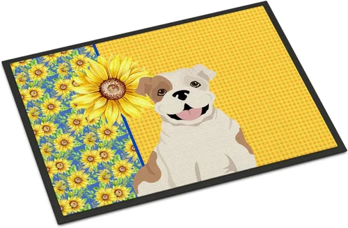 Miniatura 210 de Caroline's Treasures WDK5313MAT Airedale Terrier - Tapete para puerta delantera de 18 x 27 pulgadas, diseño de girasoles de verano, para entrada