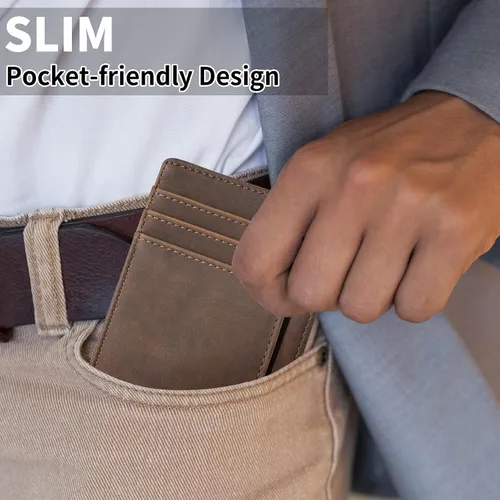 Miniatura 13 de Cartera Chelmon Slim RFID - Cartera de bolsillo frontal minimalista para tarjetas de crédito delgadas