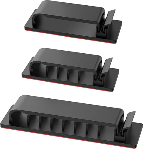 Clips de organización de cables, 20 organizadores de cables, soportes para cable para TV, PC, Ethernet, escritorio, oficina en casa (negro)