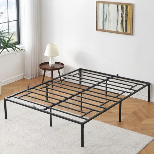 Miniatura 4 de coucheta Base de cama Queen con almacenamiento de plataforma de metal de 13 pulgadas con soporte de listones de acero, no necesita somier, marco