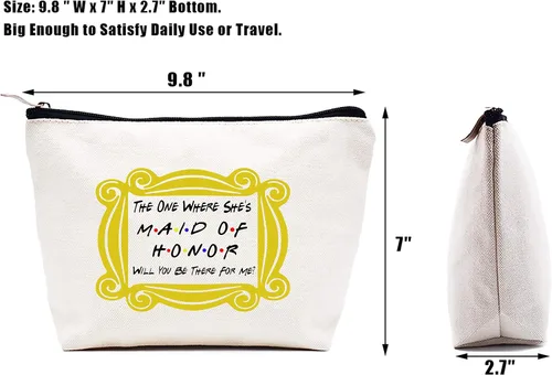 Miniatura 2 de LIBIHUA Bolsa de maquillaje para mujer, bolsa de cosméticos regalos para ella, bolsa de viaje femenina, Beige, 323-la que ella es dama de honor