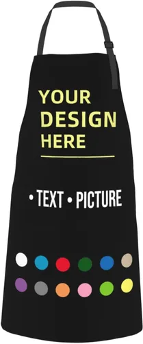 Miniatura 7 de Delantales personalizados personalizados para cocinar, hornear, barbacoa, diseño con tu nombre de imagen, logotipo, para mujeres y hombres