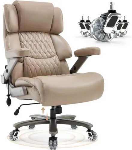 Miniatura 14 de Silla de oficina grande y alta 700lbs - Silla ejecutiva de escritorio de computadora grande con respaldo alto y brazos abatibles 3D, soporte lumbar