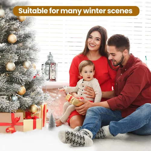 Miniatura 7 de Vodiye Cautivadora manta de nieve esponjosa, nieve artificial realista, embellece tu repisa, pueblo de Navidad y otras decoraciones de nieve. La