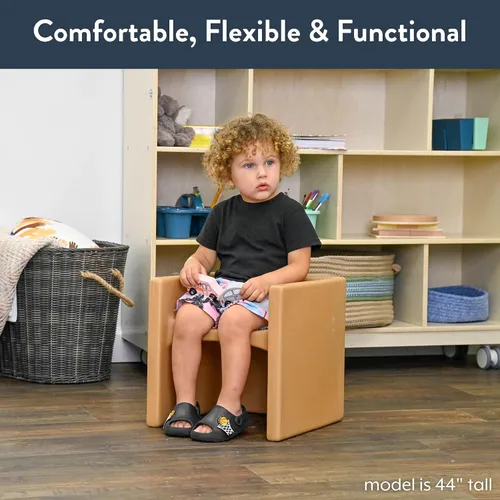 Miniatura 7 de Children's Factory Silla cúbica 3 en 1 para niños, muebles de aula de asientos flexibles, paquete de 1, almendra Polyethylene Toddler Outdoor