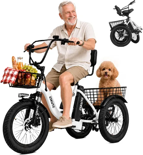 Miniatura 11 de Bicicleta eléctrica para adultos, triciclo de 1200 W de potencia máxima y batería extraíble de 499.2 Wh, neumáticos gruesos de 18x3.0, bicicleta