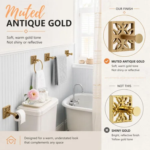 Miniatura 3 de Autumn Alley Dos Ganchos Dorados, Gancho para Toallas de Baño, Gancho para Bata Montado en la Pared - Ganchos Decorativos de Pared para Toalla