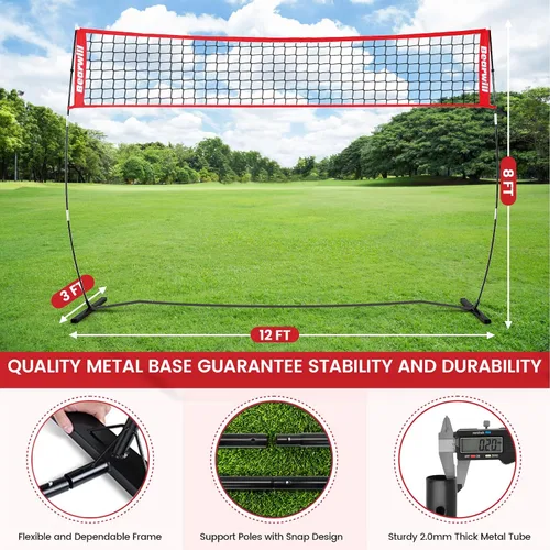 Miniatura 4 de Bearwill Volleyball Net, 12FT/20FT Portable Volleyball Net for Backyard, Freestanding Volley Ball Set Height Adjustable with Carry Bag, Volley Ball