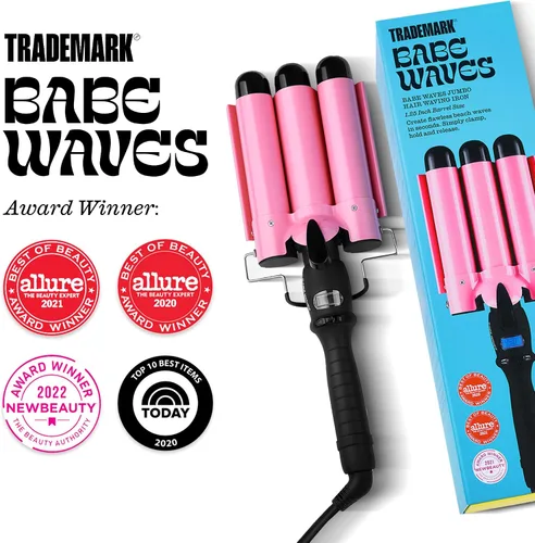 Miniatura 6 de Trademark Beauty - Ondulador de pelo de tres barriles, rizador, 1.25 pulgadas, ondas de playa, rizador de pelo de temperatura ajustable, Babe Waves