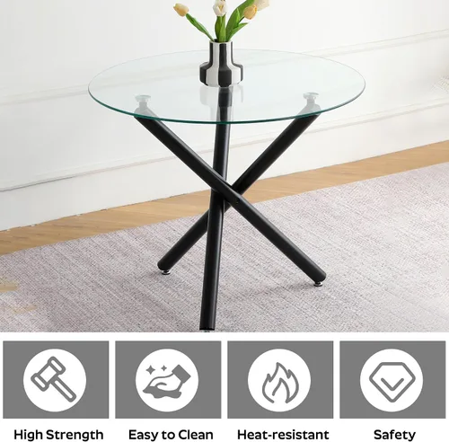 Miniatura 5 de Juego de mesa de comedor redonda para 2, mesa de cocina de 3 piezas y sillas Boucle para 2, juego de mesa de comedor redonda de 36 pulgadas con 2