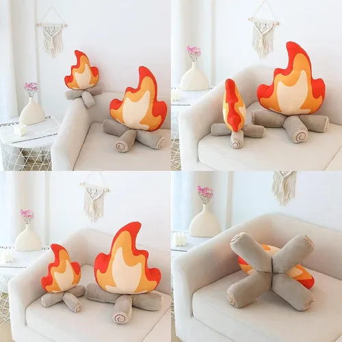 Miniatura 3 de Divertido peluche de fogata, almohada falsa de 17.7 pulgadas, muñeca de fuego de dibujos animados de peluche suave, juguete de peluche de fogata