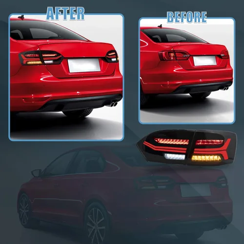 Miniatura 2 de VLAND Conjunto de luces traseras compatible con Jetta 6ª generación 2011-2014, ahumadas Ahumado