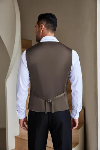 Miniatura 3 de COOFANDY Chaleco de traje casual para hombre, chaleco formal ajustado para negocios, chaleco de deshierbe
