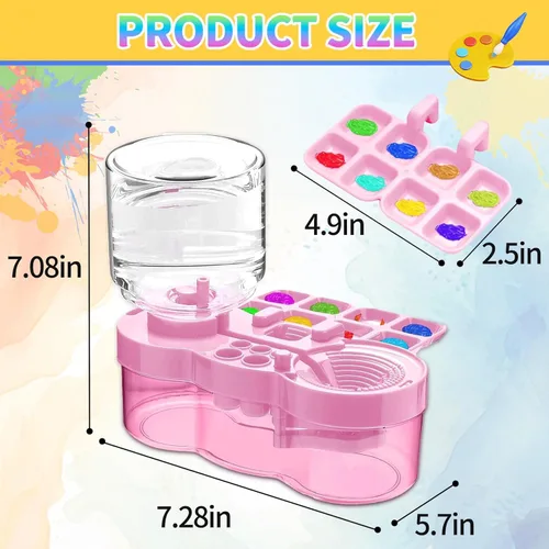 Miniatura 2 de BoAn Herramienta limpiadora de pinceles de pintura mejorada 2025 – Lavadora de pinceles todo en uno, taza de enjuague, soporte y paleta para Rosa