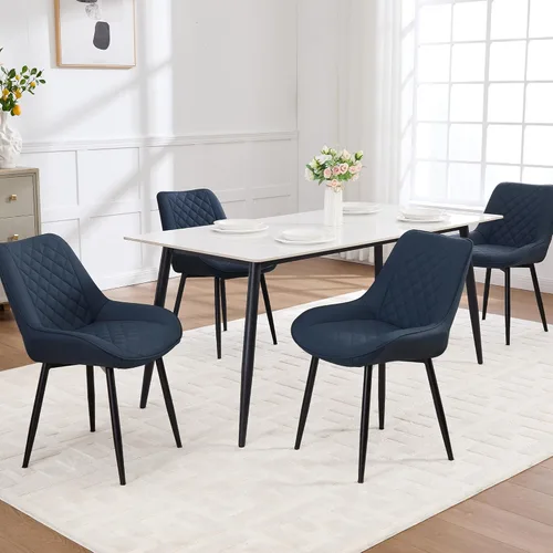 Miniatura 30 de Silla de Comedor, Sillas de Comedor Modernas con Cojines Gruesos, Sillas de Comedor de Cocina y Salón Tapizadas en Cuero Sintético con Patas Negro