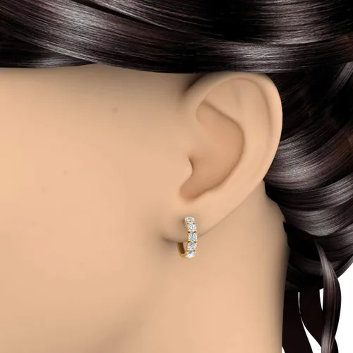 Miniatura 3 de Aretes tipo argolla de diamantes de 2 quilates en oro de 10 quilates con certificación IGI