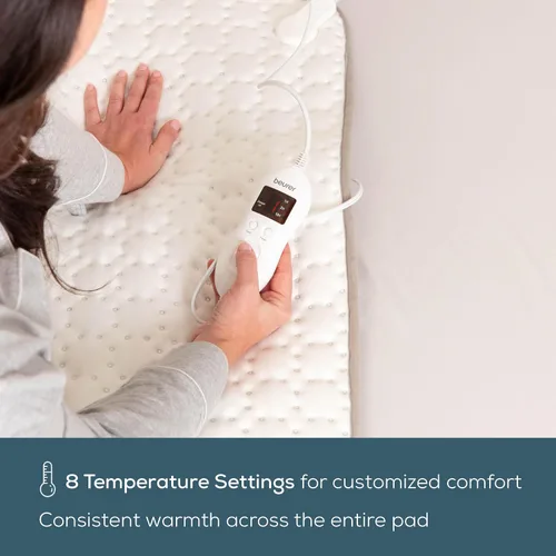 Miniatura 5 de Beurer UWB55 - Cubrecolchón térmico con 8 ajustes de temperatura y forro polar ultrasuave, 59 x 31.5 pulgadas, calentador de cama eléctrico