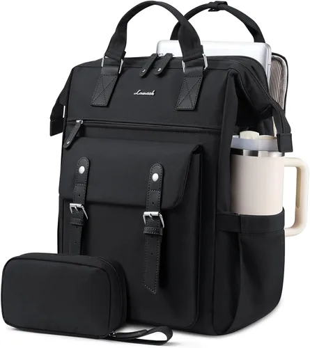 Miniatura 28 de LOVEVOOK - Mochila para laptop de mujer, bolsa de trabajo, viaje, computadora, mochila para maestra o enfermera, bolsa para libros, beige verde