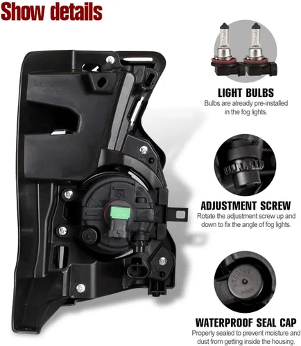 Miniatura 4 de Faros antiniebla para Toyota Highlander 2017-2019 OEM de repuesto para faros antiniebla, lente transparente, 2 piezas