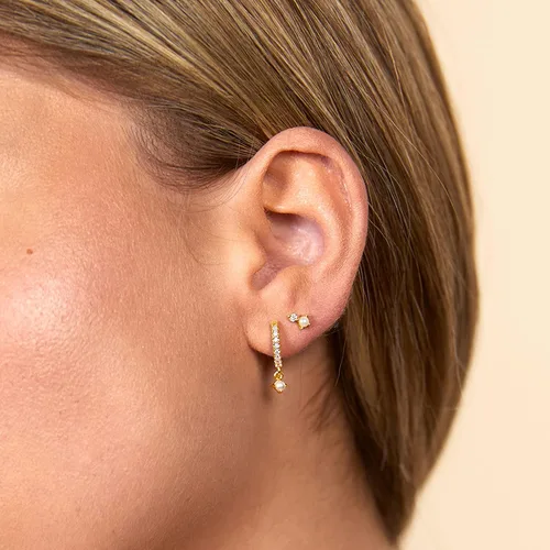 Miniatura 2 de PAVOI 14K Gold Plated Sterling Silver Posts Dainty Mini Multi-Shape Flat Back Stud Earring Pack for Women Helix Cartilage Piercing Jewelry