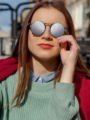 Miniatura 2 de AIEYEZO Gafas de sol redondas Steampunk con montura de metal gótico, 100% bloqueo UV