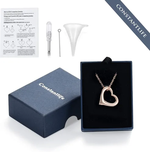 Miniatura 81 de constantlife Joyería de cremación para cenizas – Colgante de corazón conmemorativo collar de urna conmemorativa soporte para cenizas de acero