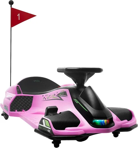Miniatura 10 de Aosom Go Kart Eléctrico de 12V, Coche de Deriva de 5 MPH, Juguete de Montar con Batería para Exteriores con Arranque Lento, Música, Luces Coloridas