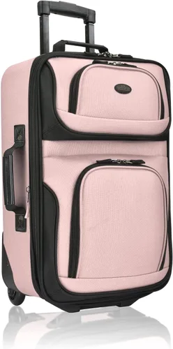 Miniatura 3 de US Traveler Rio Rugged Fabric - Juego de equipaje de mano expandible Rosado Juego de equipaje de mano extensible de tela resistente Rio