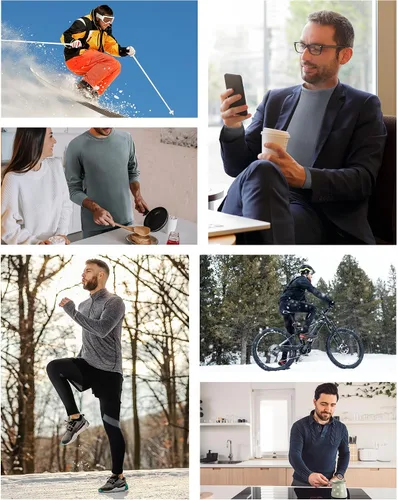 Miniatura 5 de Runhit Mens Thermal Underwear SetFleece Lined Long Johns for Men Thermal Shirts and Pants Base Layer Cold Weather Thermals