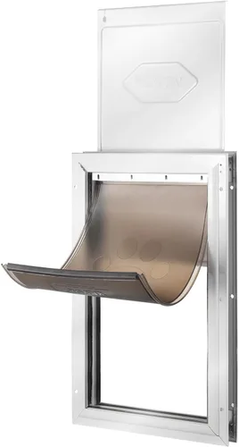 Miniatura 9 de VEVOR Puerta para mascotas para puertas interiores y exteriores, marco de aluminio, panel de cierre de metal y cerradura, puerta de perro fuerte