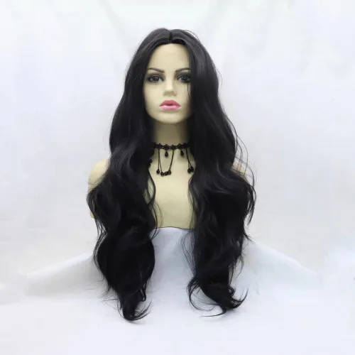 Miniatura 17 de 1001 #Color sintético rubio blanco encaje frente pelucas para mujeres pelo rubio platino largo cuerpo onda peluca resistente al calor fibra larga