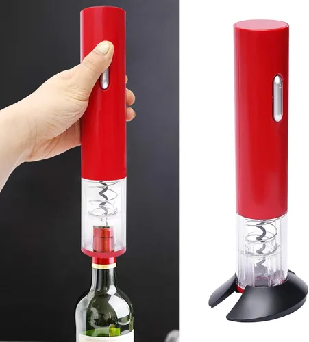 Miniatura 2 de Abrebotellas de vino eléctrico rojo, abridor automático de botellas de vino eléctrico con batería Sacacorchos de acero inoxidable con cortador