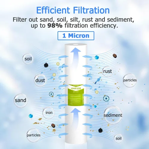 Miniatura 2 de Cartucho de filtro de agua para toda la casa de 1 micrón, filtros de sedimentos para agua de pozo, reemplazo universal para cualquier carcasa grande