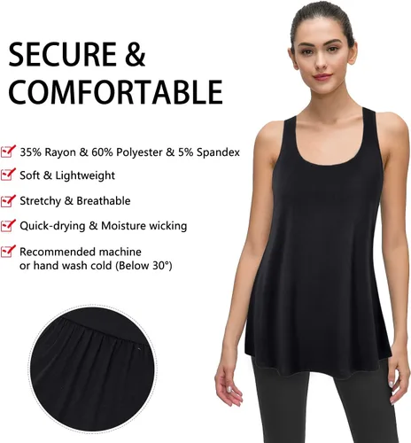 Miniatura 36 de Cestyle - Camiseta sin mangas para mujer, cuello redondo, corte holgado, para entrenamiento