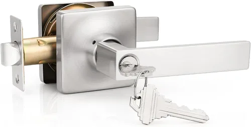 Miniatura 33 de GOBEKOR Paquete de 1 palanca de paso, manijas de puerta rectas de níquel satinado para cerradura de puerta de armario, manija cuadrada de puerta
