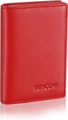 Miniatura 4 de Funda de piel para tarjetas de visita para hombres y mujeres, piel de becerro italiana Rojo guijarro