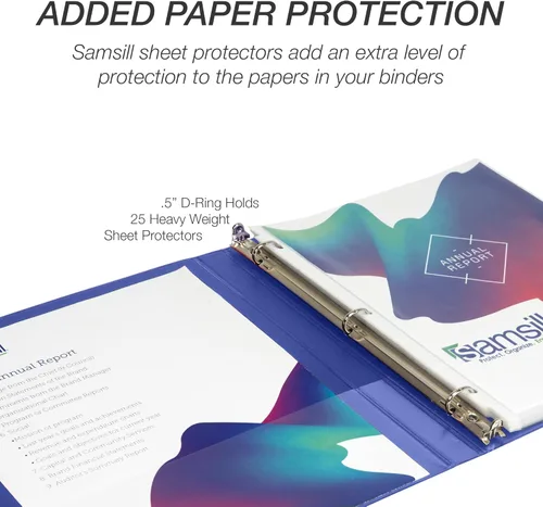 Miniatura 337 de Samsill - Carpeta duradera de 5 pulgadas, fabricada en los Estados Unidos, con anillos en D, transparente y personalizable, color blanco